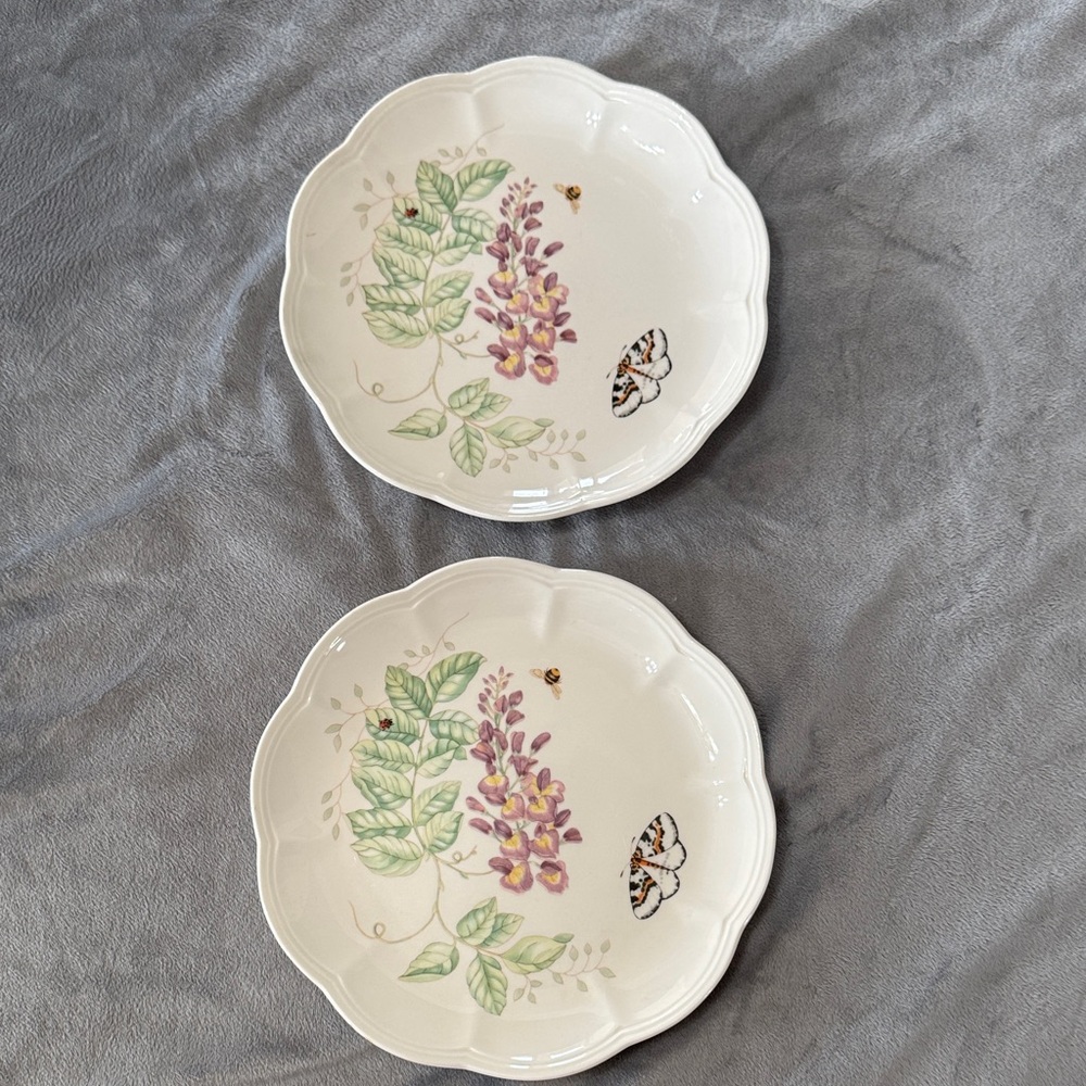 Lenox Butterfly Meadow Eastern Tailed Blue 9” Dessert‎ Luncheon Plates Set of 2